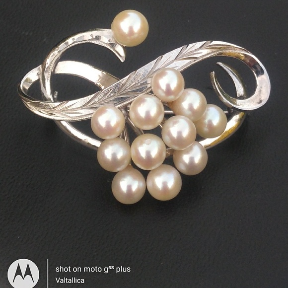 VINTAGE 925 Genuine Pearl Cluster Brooch Pin - Picture 4 of 8